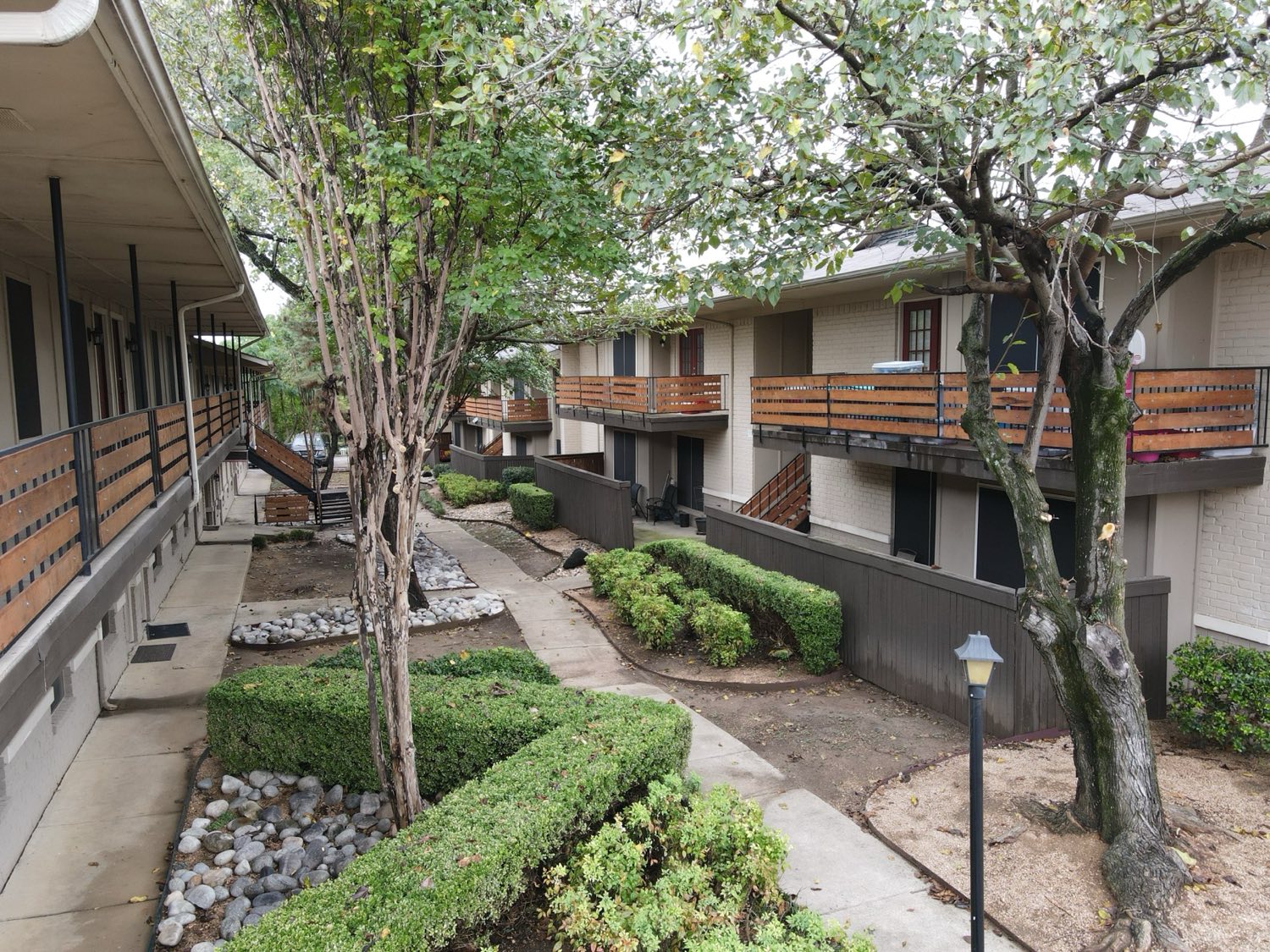 Landscaped courtyard at The Cedars